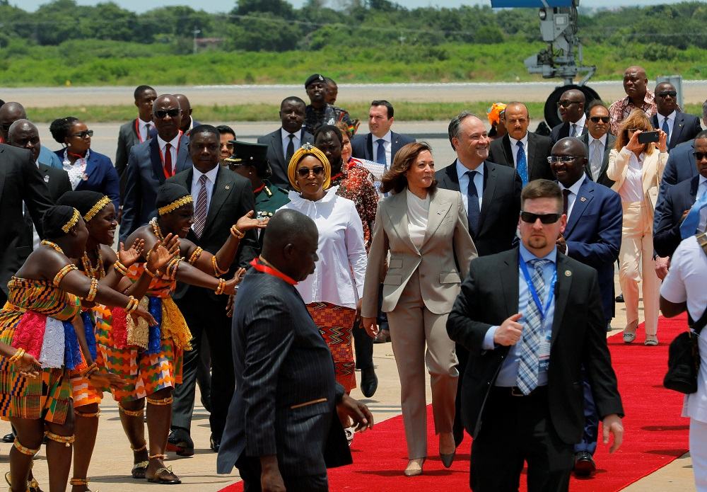 Vice President of the United States, Kamala Harris, arrives in Ghana