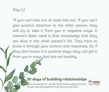 Nurturing Human Connection: Day 12 on Our Relationship Journey with Sajitha Rasheed and Mind Mojo