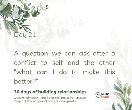Healing After Conflict: Day 21 on Our Relationship Journey with Sajitha Rasheed and Mind Mojo