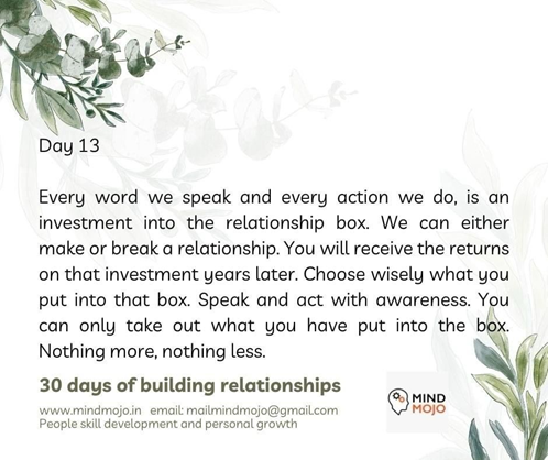 Investing in Your Relationship: Day 13 on Our Relationship Journey